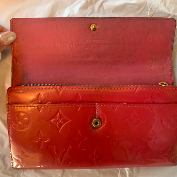 Louis Vuitton Monogram Vernis Porte‎ Feuille Sarah Long Bifold Wallet Red - Picture 9 of 10